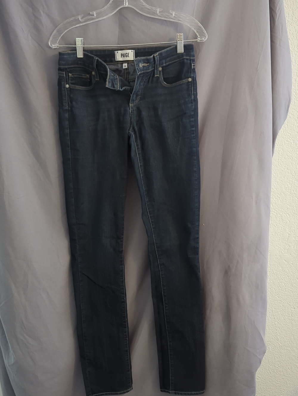 PAIGE Navy Washed Skinny Jeans
